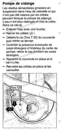 Conseils démontage pompe de vidange lave-vaisselle Bosch SGS4642