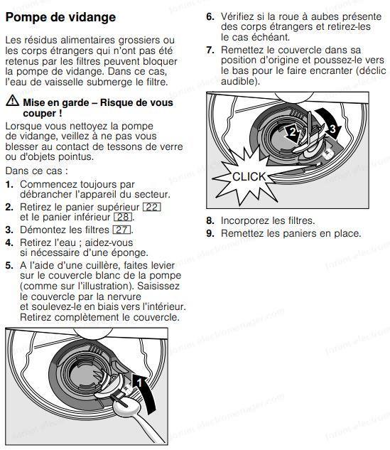 lv siemens acces au carter pompe vidange
